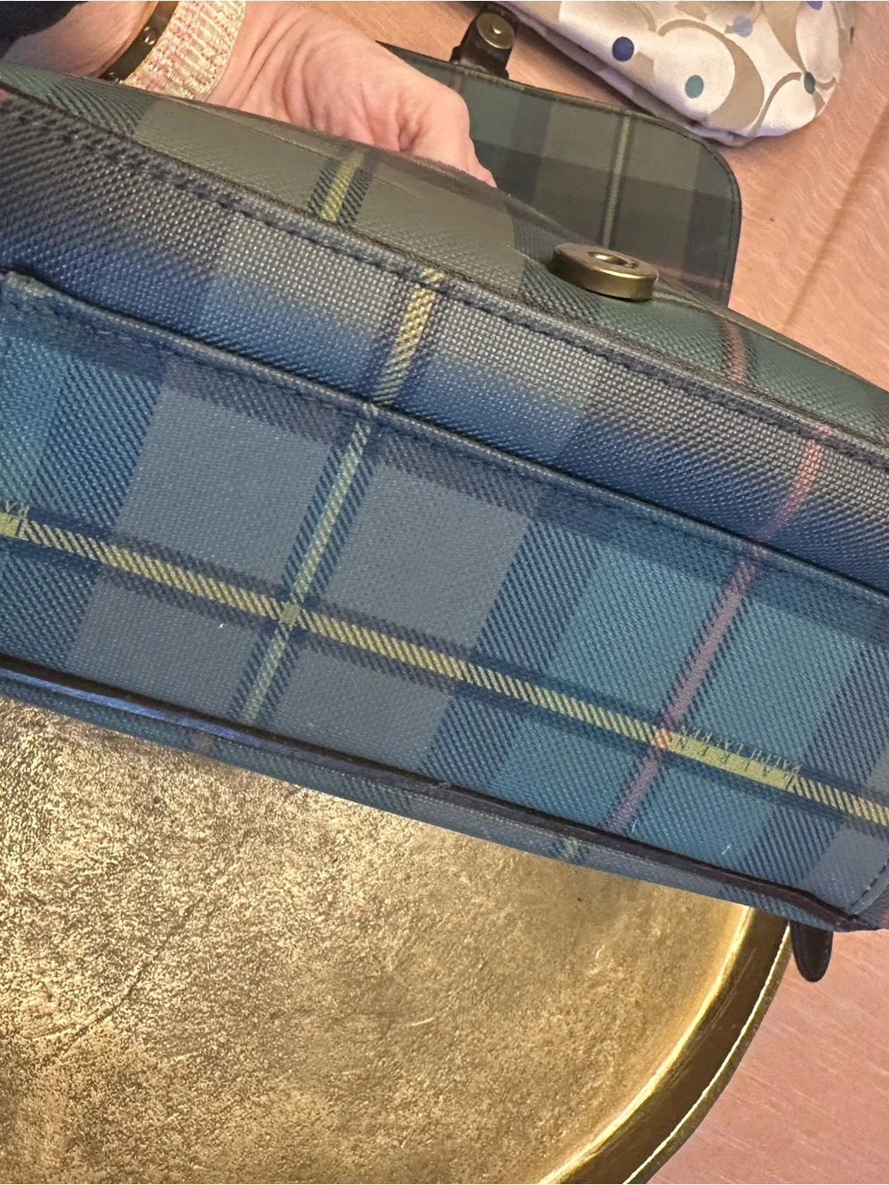 Vintage Lauren Tartan Plaid Crossbody Bag with Brown Leather Strap - Picture 6 of 7